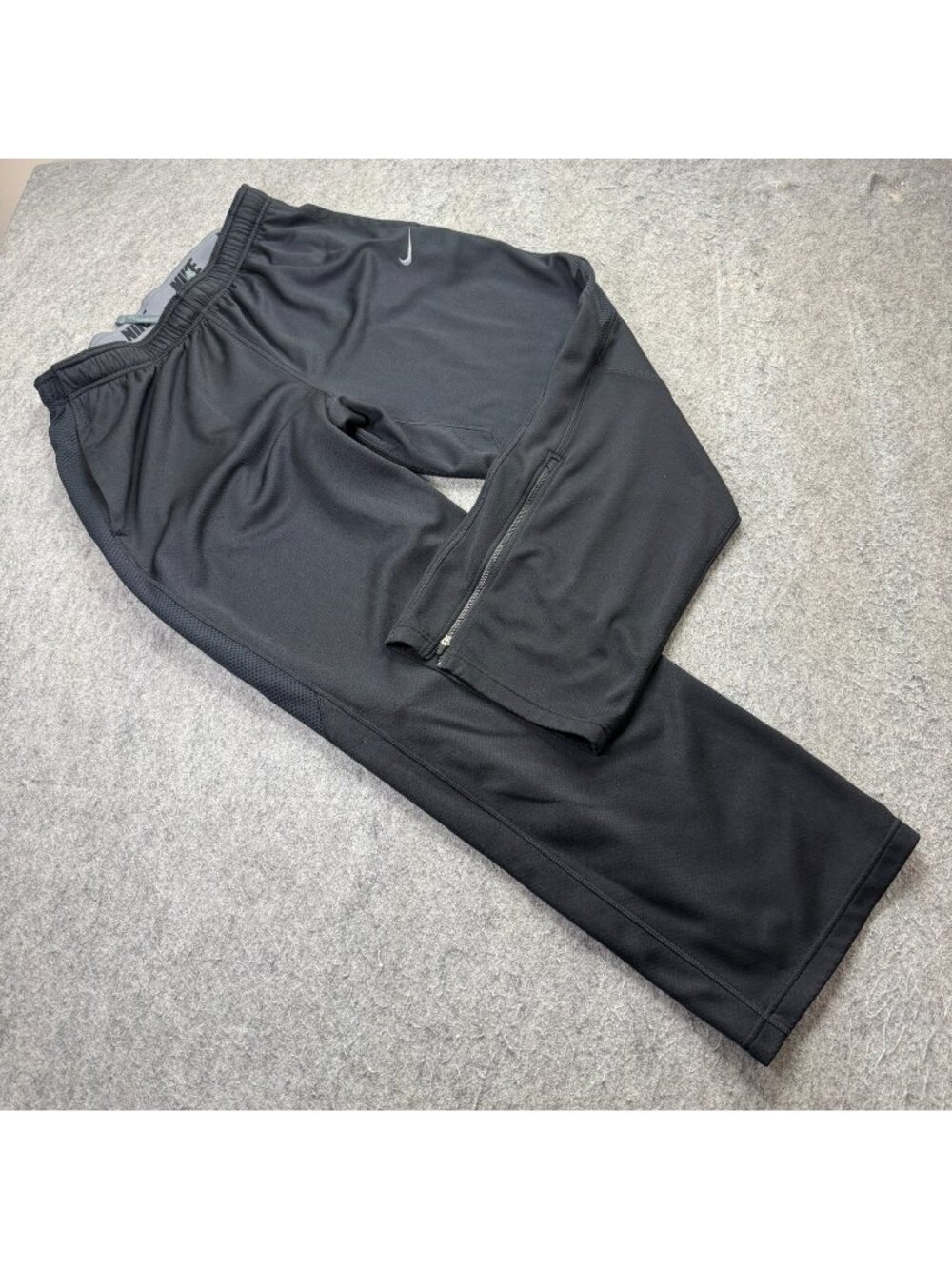 Nike Track Pants Men 2XL Black 32" Mesh Ankle Zip Straight Zip Pocket 384229
